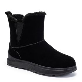 2024 new women's large size plus fleece snow boots casual short boots warm cotton shoes (Color: Black, size: 43)