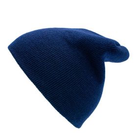 D- Street Acrylic Beanie Hat (Color: Navy)