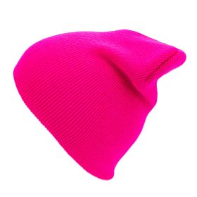 D- Street Acrylic Beanie Hat (Color: pink)