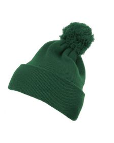 Yupoong 1501P Cuffed Knit Beanie with Pom Pom Hat (Color: SPRUCE, size: OS)